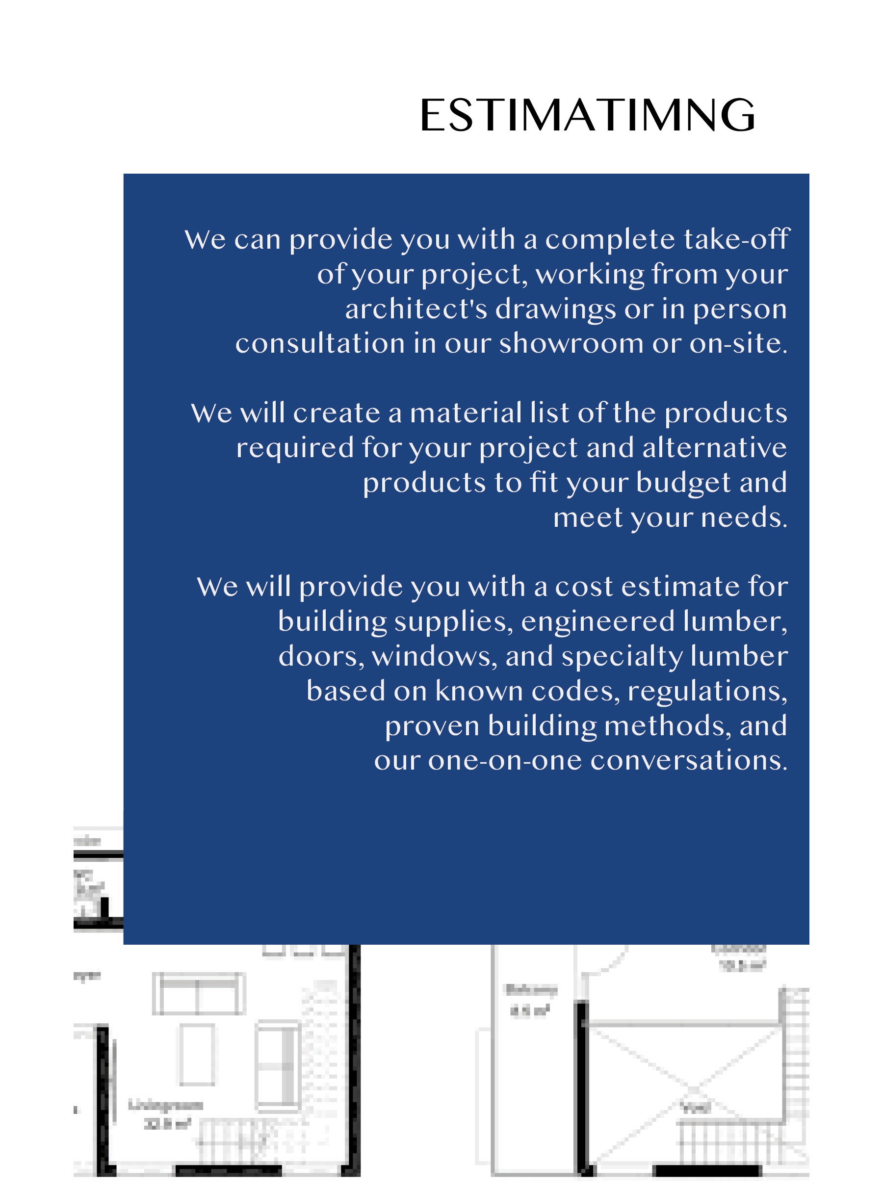 Estimating Department